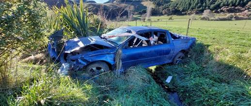 A blue car in a field

Description automatically generated
