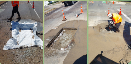A collage of a road construction

Description automatically generated