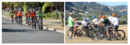 A collage of people on bicycles

Description automatically generated