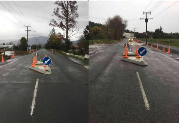 A collage of a road with traffic cones

Description automatically generated