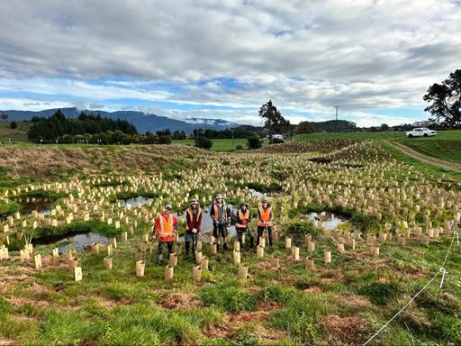 A group of people standing in a field

Description automatically generated
