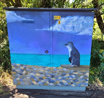 A painted cabinet with a penguin on the side

AI-generated content may be incorrect.