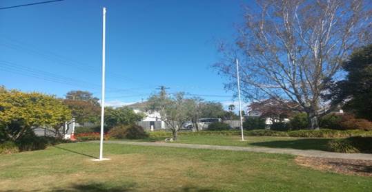 A flagpoles in a park

AI-generated content may be incorrect.
