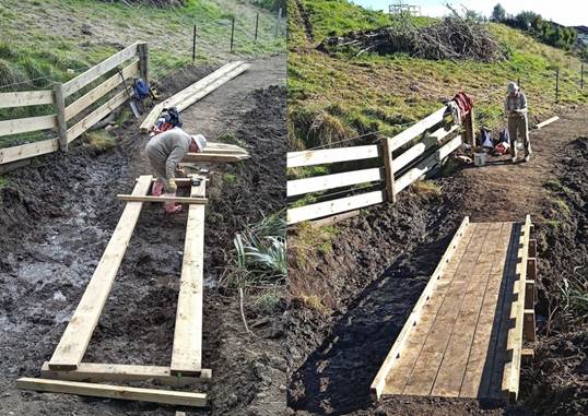 A person working on a wooden bridge

AI-generated content may be incorrect.